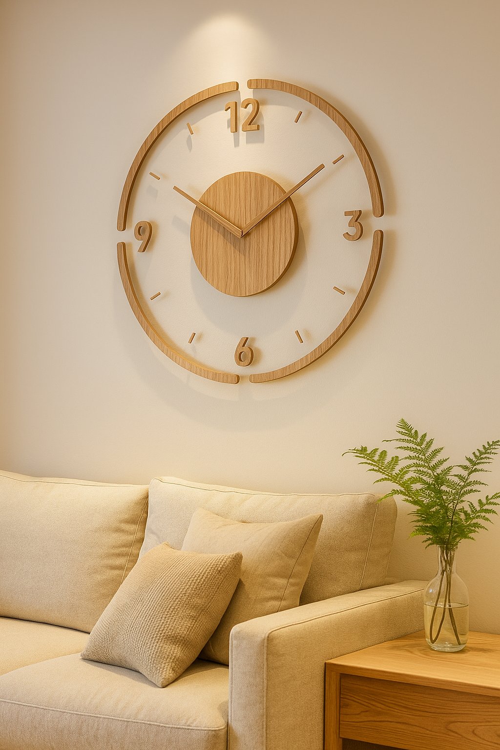 Nordycki Cichy Zegar Ścienny z Litego Drewna – Naturalna Prostota 14 cali