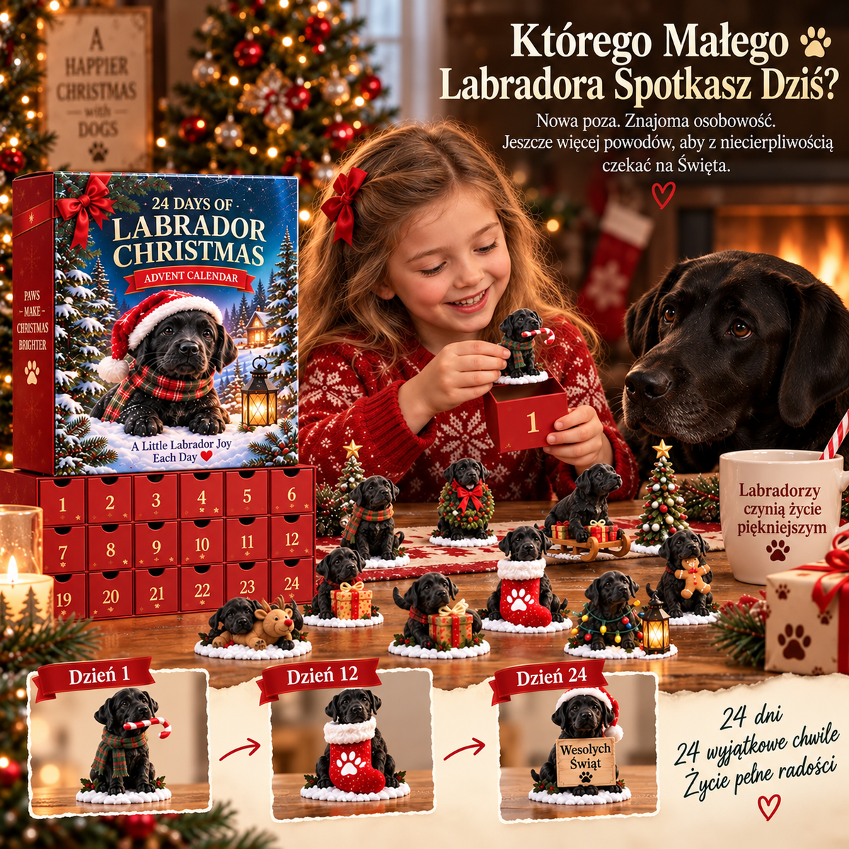 Adwentowy Kalendarz Labrador Christmas 24 Figurki