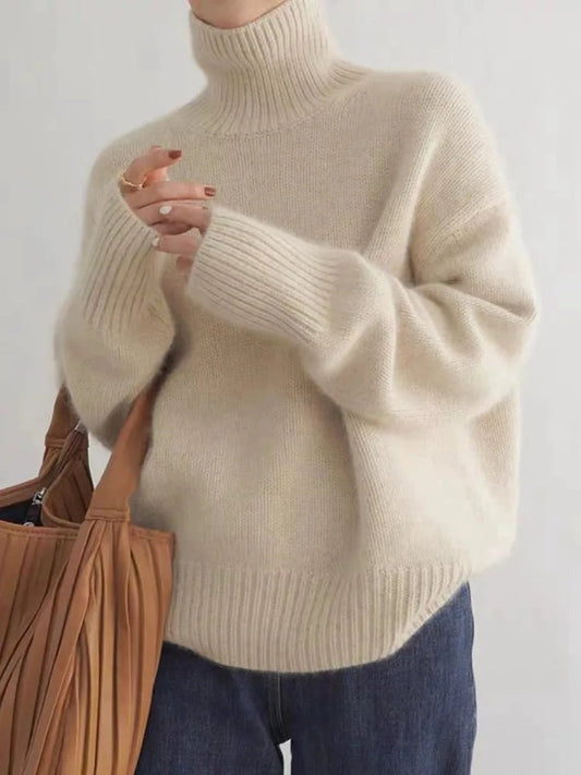 Klaudia | Damski Elegancki Dzianinowy Sweter Z Golfem