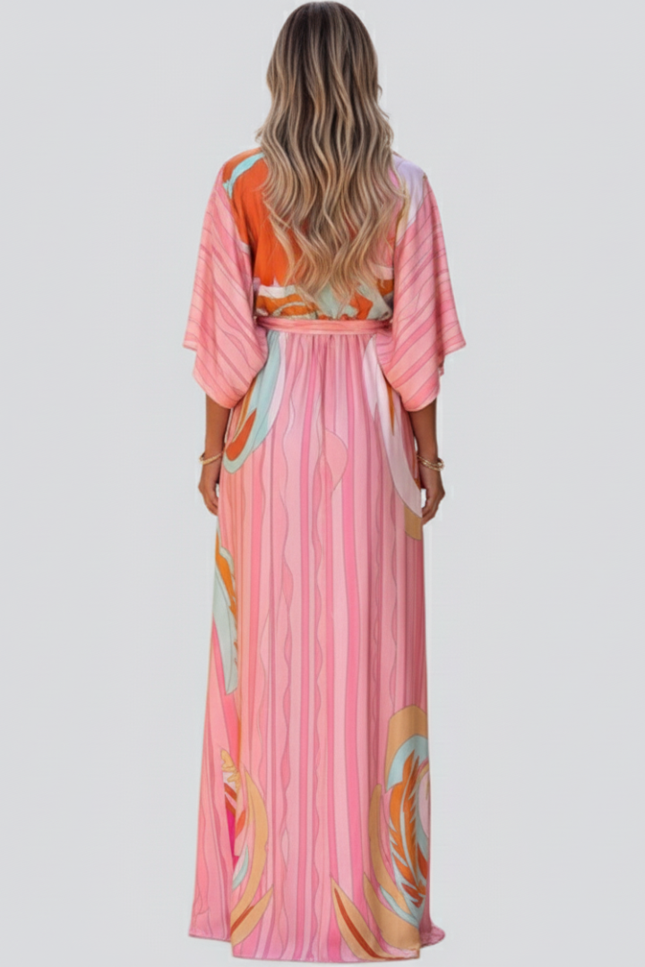 Nela | Damskie Letnie Sukienka Maxi z Nadrukiem