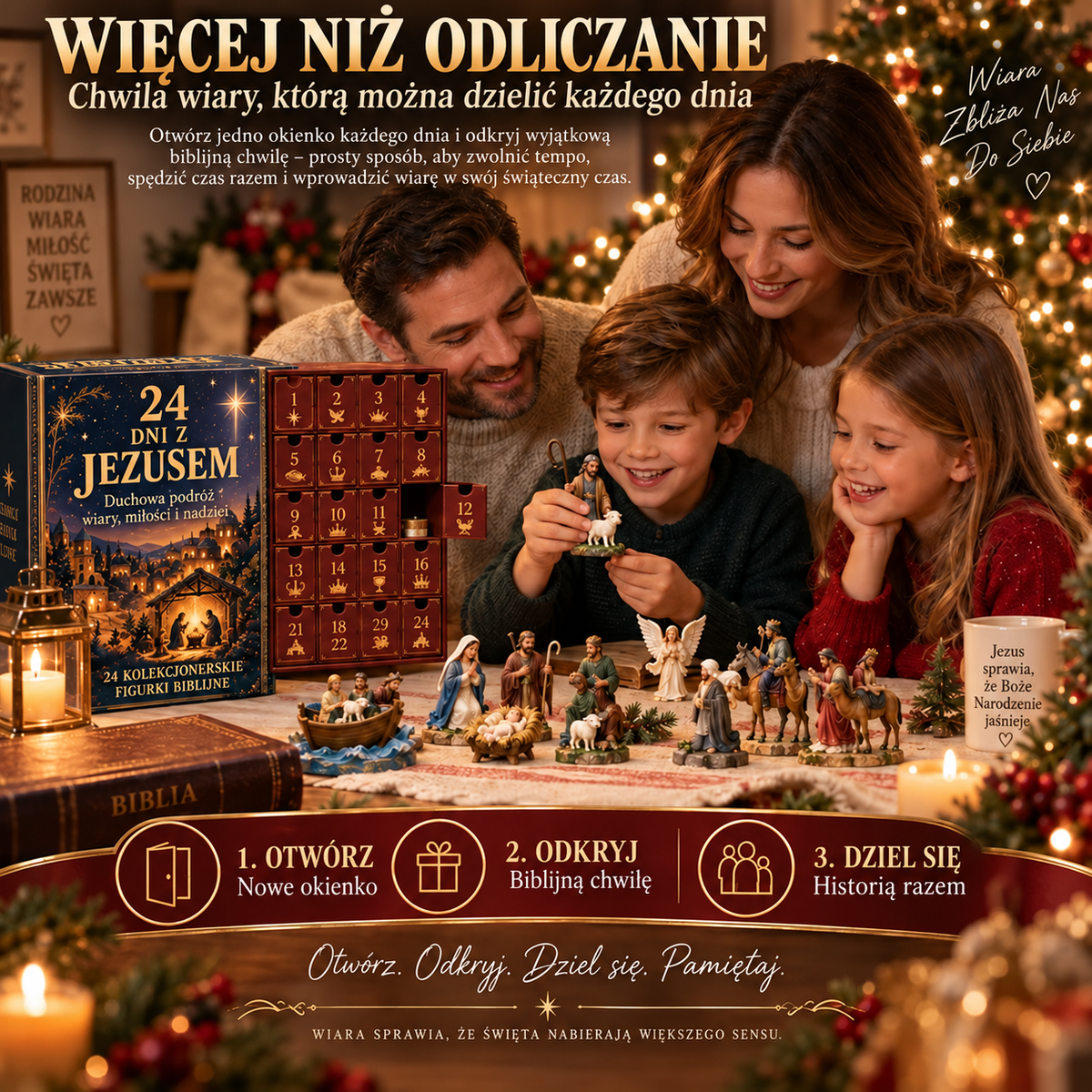 Adwentowy Kalendarz z 24 Figurkami Biblijnymi