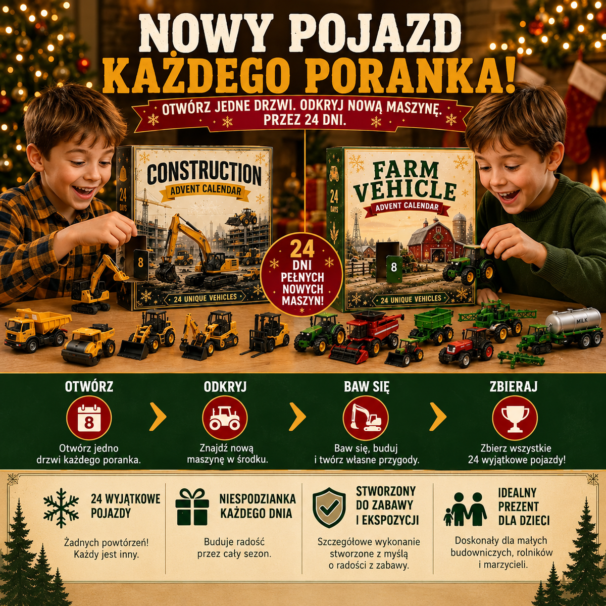 Kalendarz Adwentowy 24 Pojazdy Budowlane
