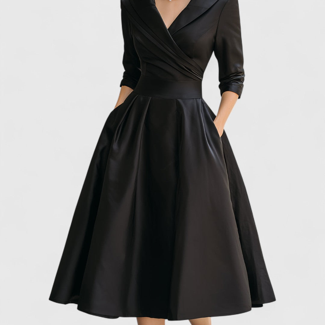 Halina | Damskie Elegancka Kopertowa Sukienka Wieczorowa Midi