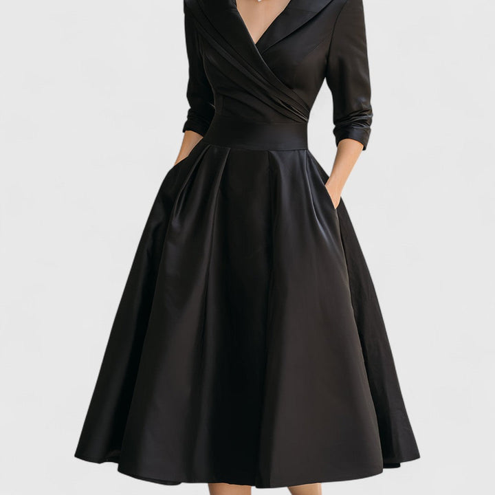 Halina | Damskie Elegancka Kopertowa Sukienka Wieczorowa Midi