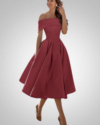 Blanka | Damska Elegancka Off Shoulder Sukienka Midi