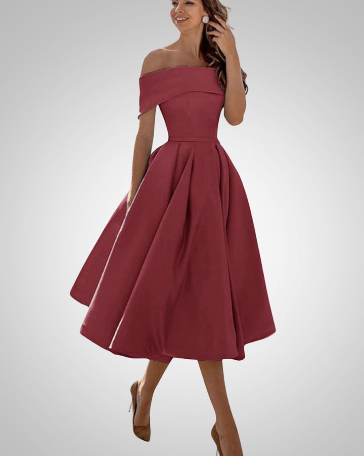 Blanka | Damska Elegancka Off Shoulder Sukienka Midi