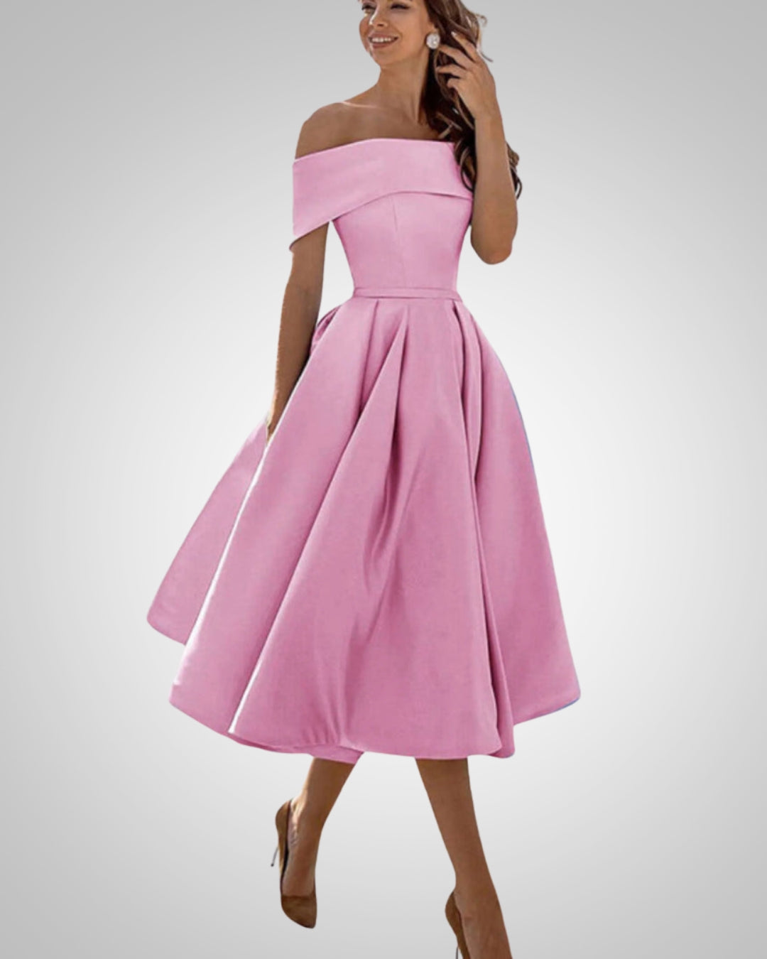 Blanka | Damska Elegancka Off Shoulder Sukienka Midi