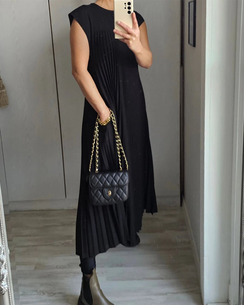 Merle | Damska Elegancka Plisowana Sukienka Maxi