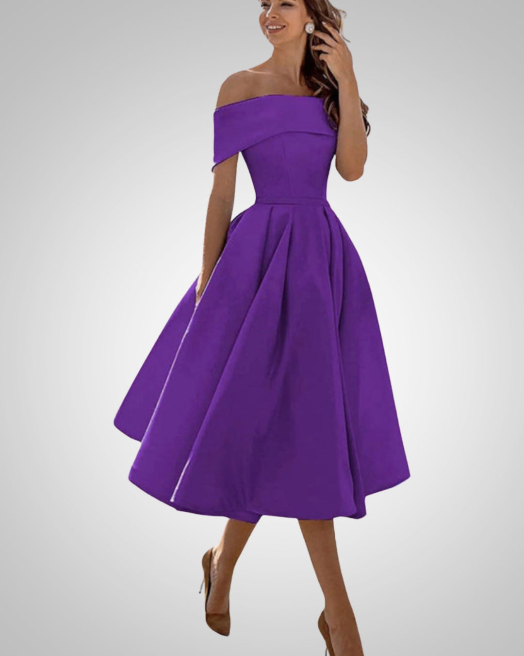 Blanka | Damska Elegancka Off Shoulder Sukienka Midi