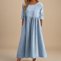 Paulina | Damska Letnia Relaxed Fit Sukienka Midi