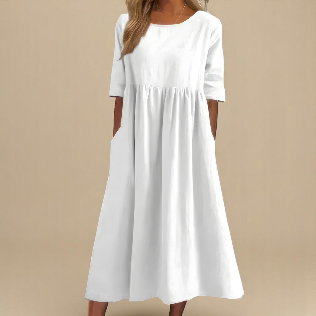 Paulina | Damska Letnia Relaxed Fit Sukienka Midi