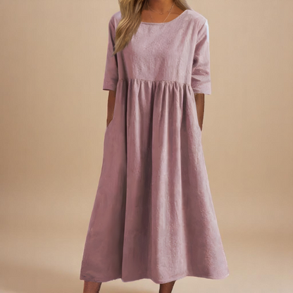 Paulina | Damska Letnia Relaxed Fit Sukienka Midi