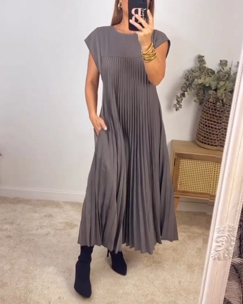 Merle | Damska Elegancka Plisowana Sukienka Maxi