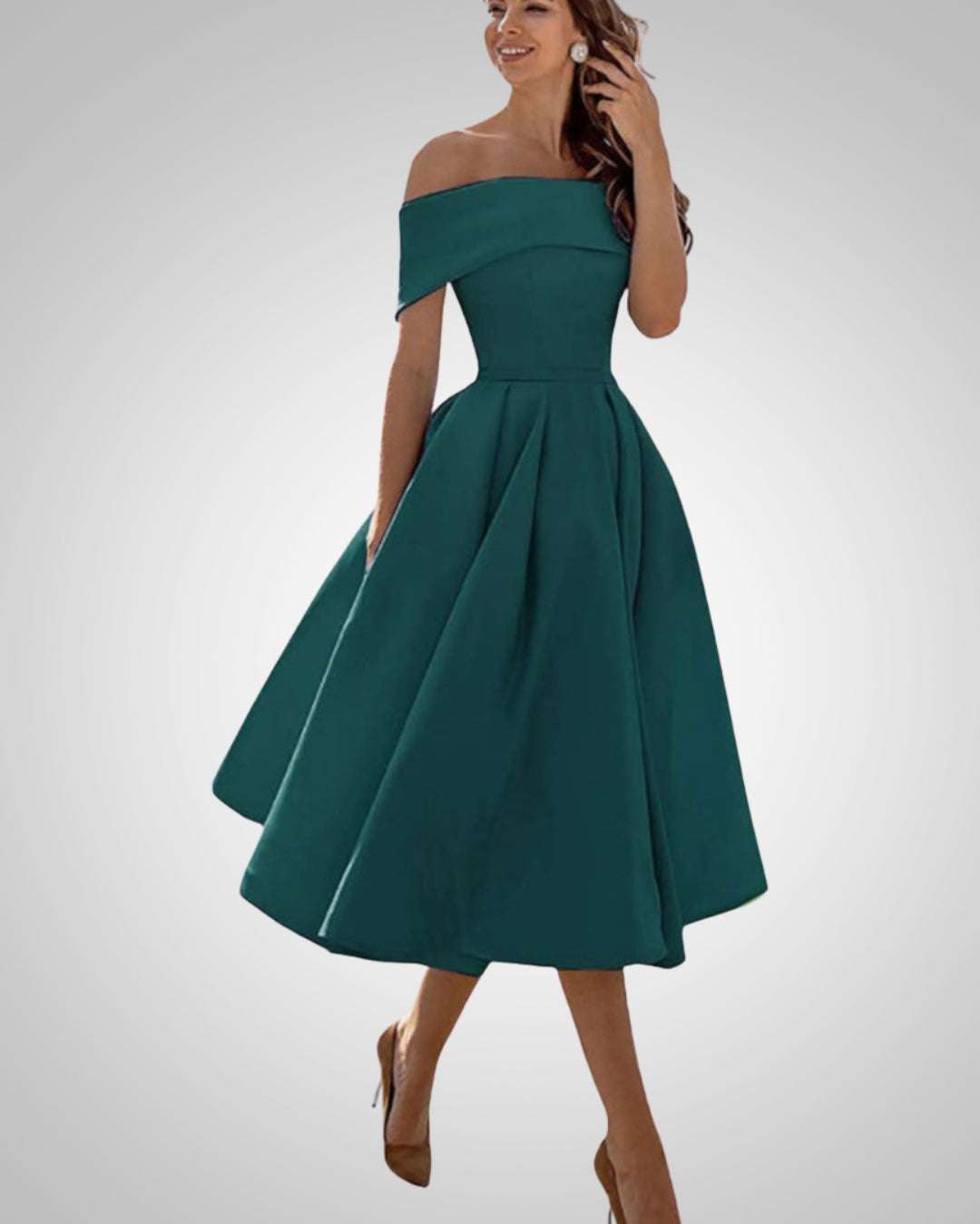 Blanka | Damska Elegancka Off Shoulder Sukienka Midi
