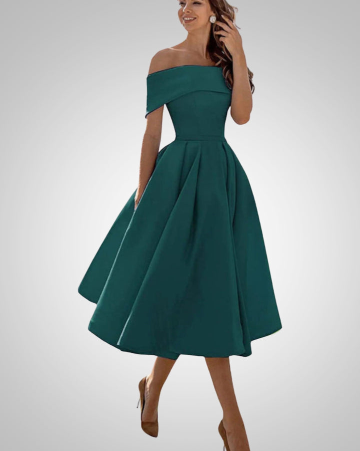 Blanka | Damska Elegancka Off Shoulder Sukienka Midi