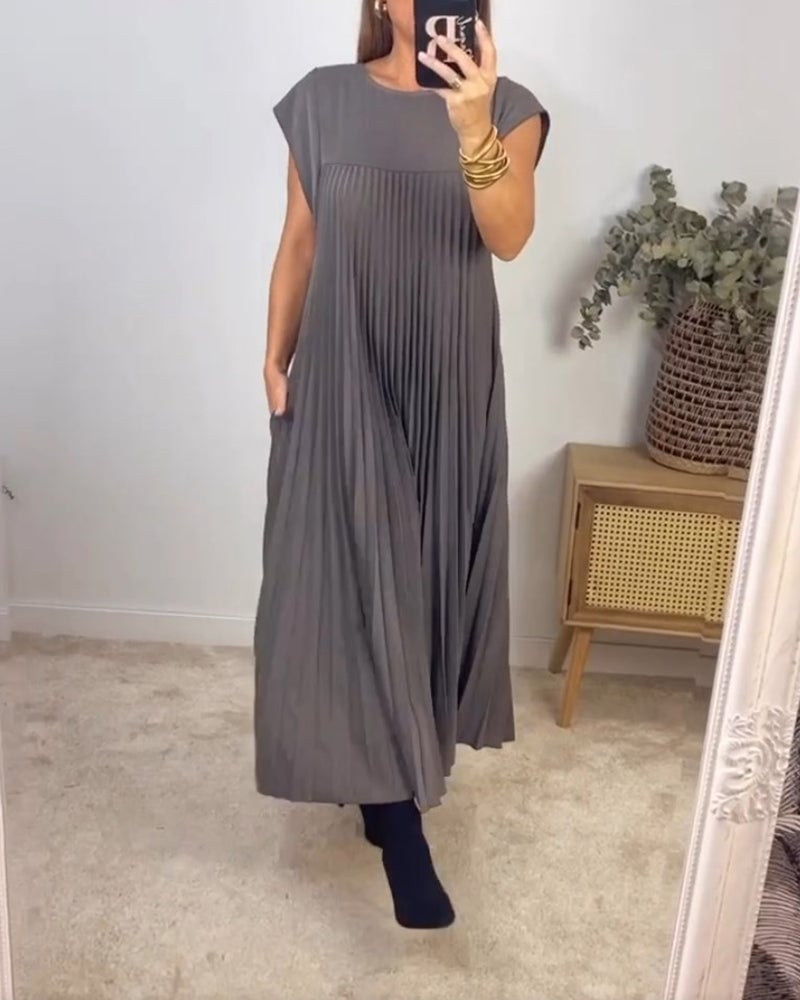 Merle | Damska Elegancka Plisowana Sukienka Maxi