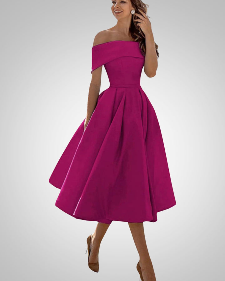 Blanka | Damska Elegancka Off Shoulder Sukienka Midi