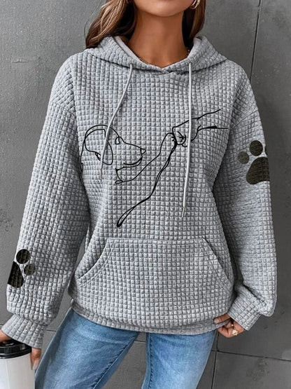 Maja | Damska Teksturowana Graficzna Bluza z Kapturem