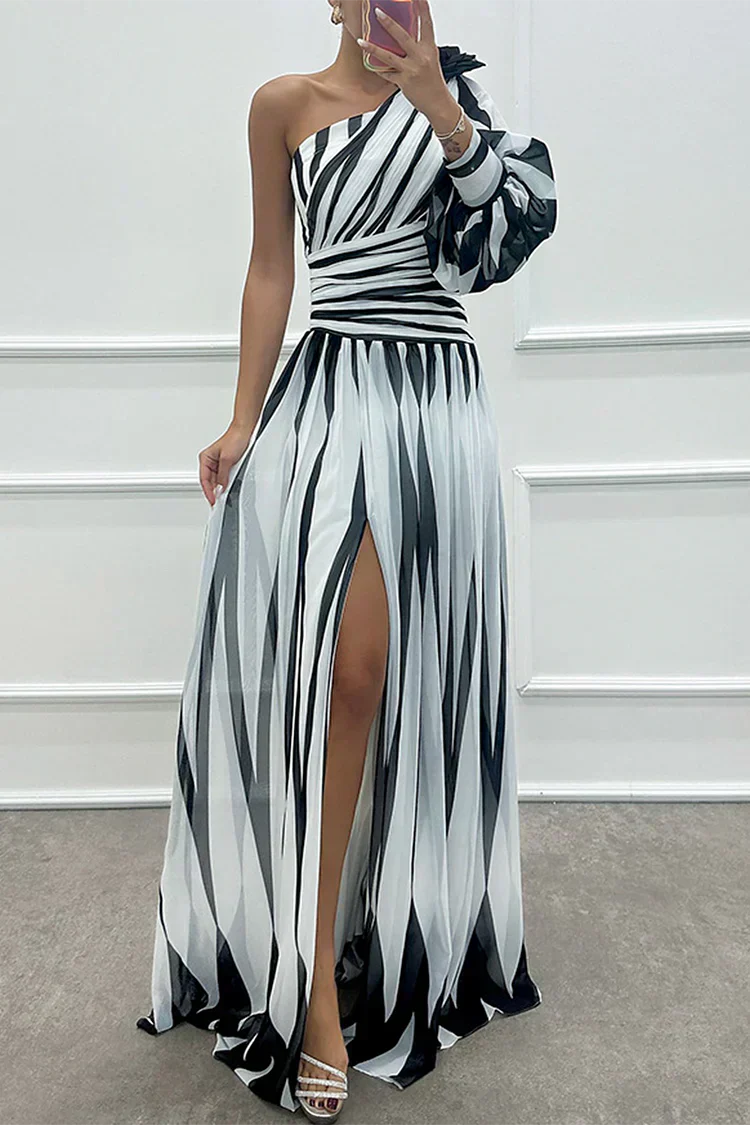Marcelina | Damska Wieczorowa One Shoulder Sukienka Na Wesele