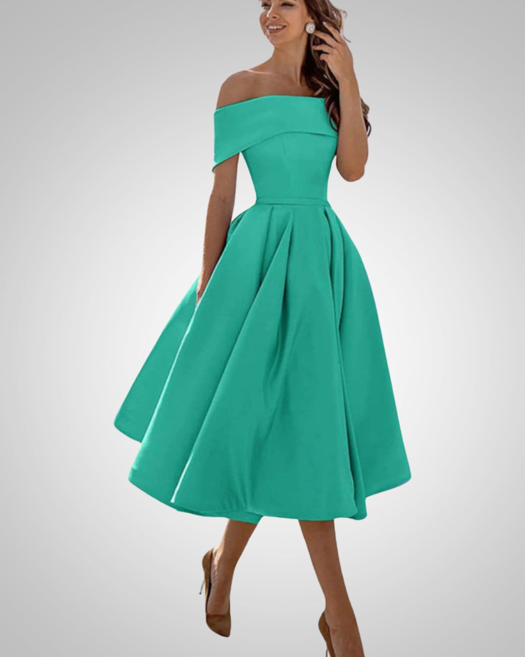 Blanka | Damska Elegancka Off Shoulder Sukienka Midi