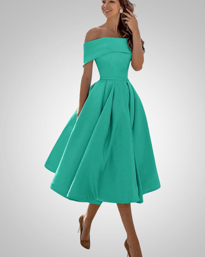 Blanka | Damska Elegancka Off Shoulder Sukienka Midi