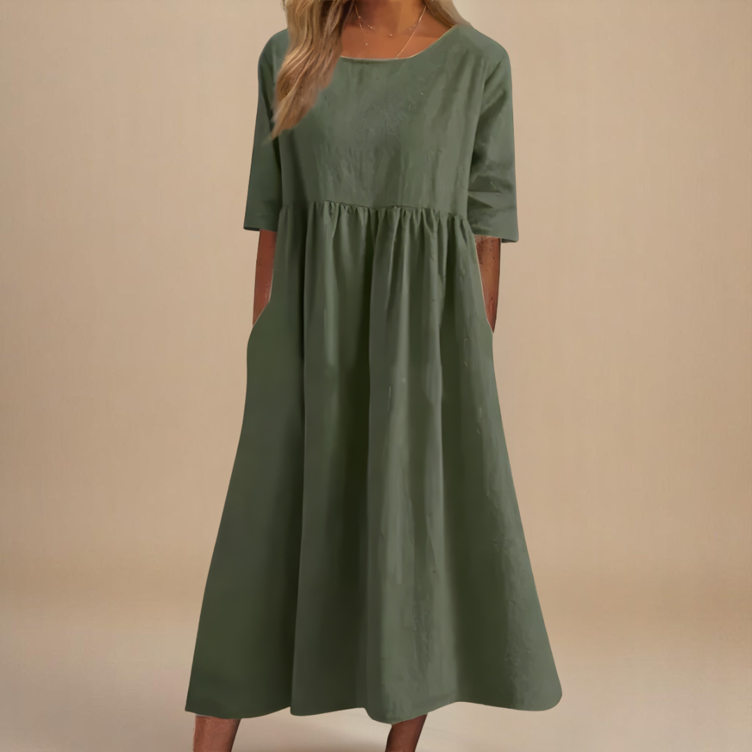 Paulina | Damska Letnia Relaxed Fit Sukienka Midi