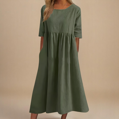 Paulina | Damska Letnia Relaxed Fit Sukienka Midi