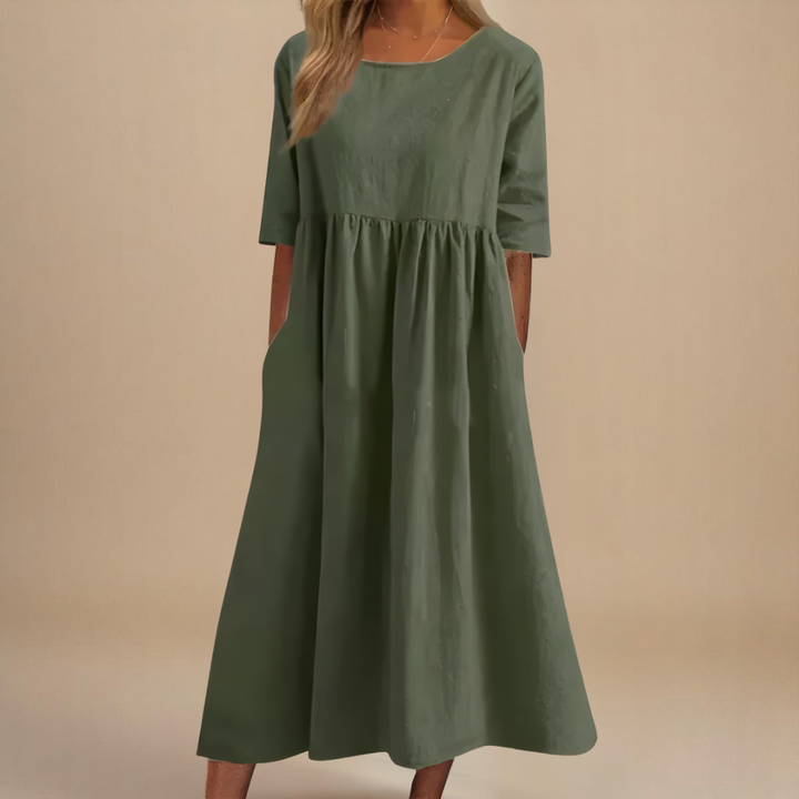 Paulina | Damska Letnia Relaxed Fit Sukienka Midi