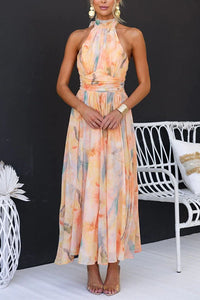 Elara | Damska Letnia Halter Szyja Sukienka Midi