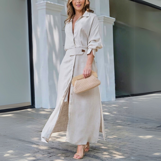 Leandra | Damska Elegancka Sukienka Maxi Guziki
