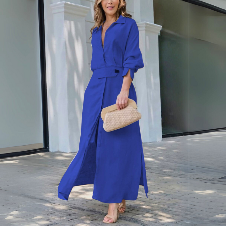 Leandra | Damska Elegancka Sukienka Maxi Guziki