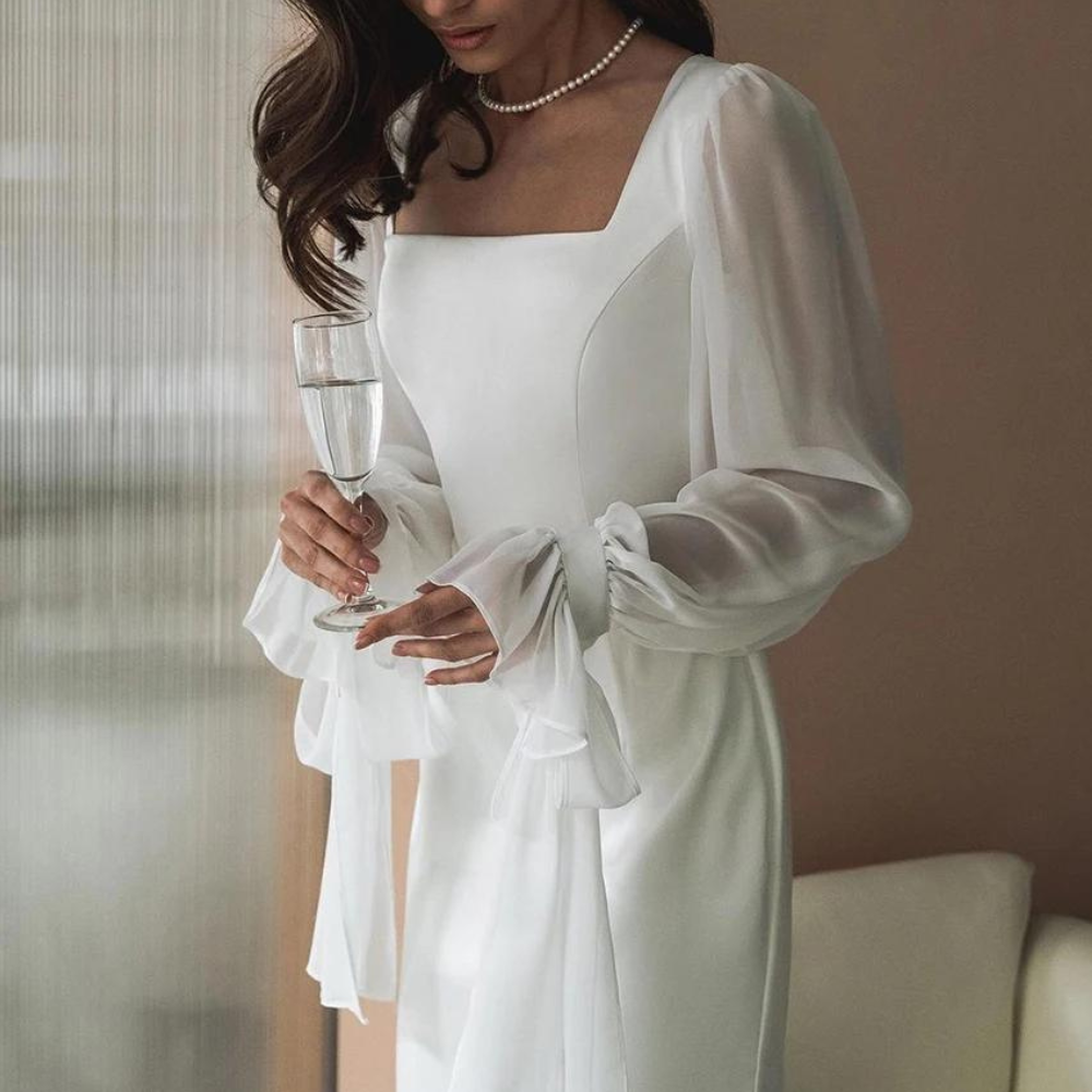 Aleksandra | Damska Formalna Kwadratowy Dekolt Sukienka na Wesele Maxi