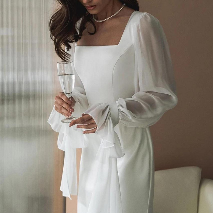 Aleksandra | Damska Formalna Kwadratowy Dekolt Sukienka na Wesele Maxi