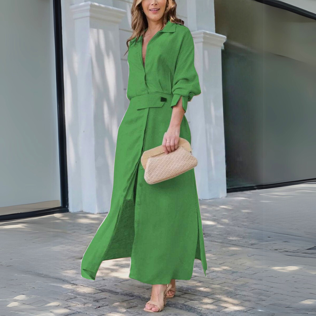 Leandra | Damska Elegancka Sukienka Maxi Guziki