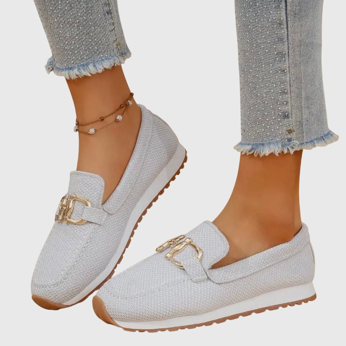 Nadia | Damskie Tekstylne Sportowe Slip-On Mokasyny Sneakersy