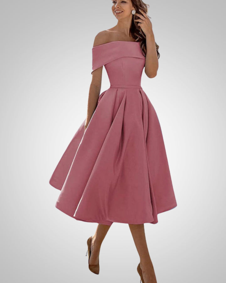 Blanka | Damska Elegancka Off Shoulder Sukienka Midi