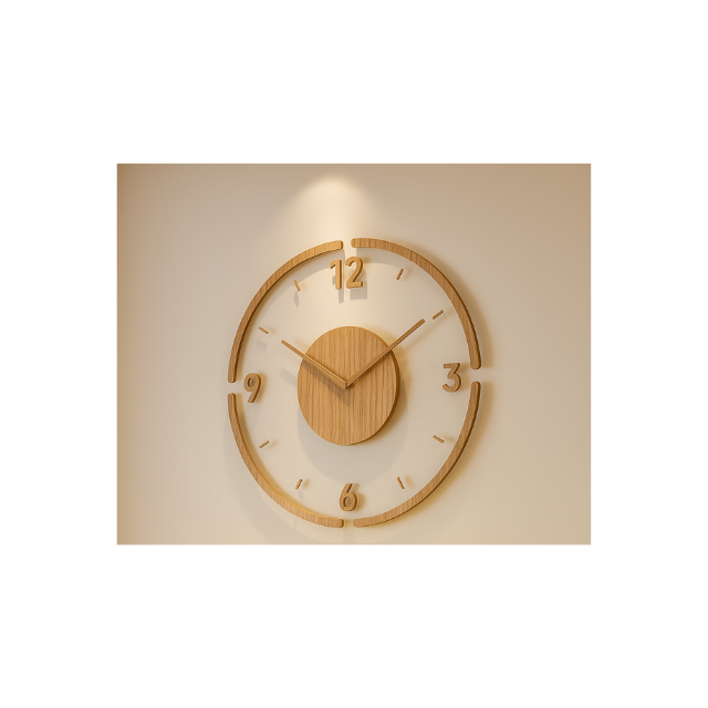 Nordycki Cichy Zegar Ścienny z Litego Drewna – Naturalna Prostota 14 cali | Olyra Butik