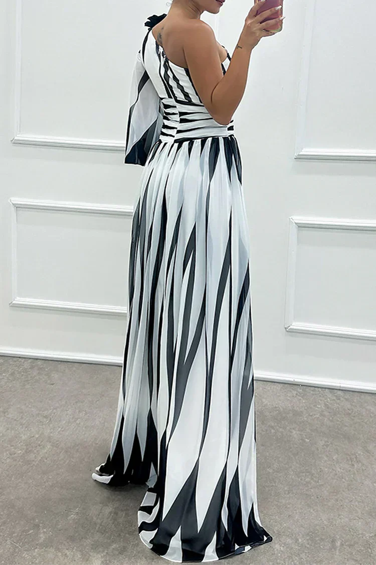 Marcelina | Damska Wieczorowa One Shoulder Sukienka Na Wesele
