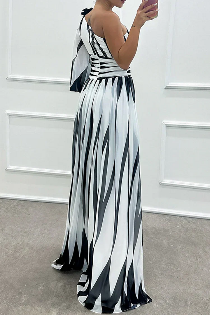 Marcelina | Damska Wieczorowa One Shoulder Sukienka Na Wesele