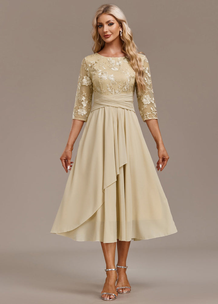 Amalia | Damska Letnia Haftowana Szyfonowa Sukienka Midi