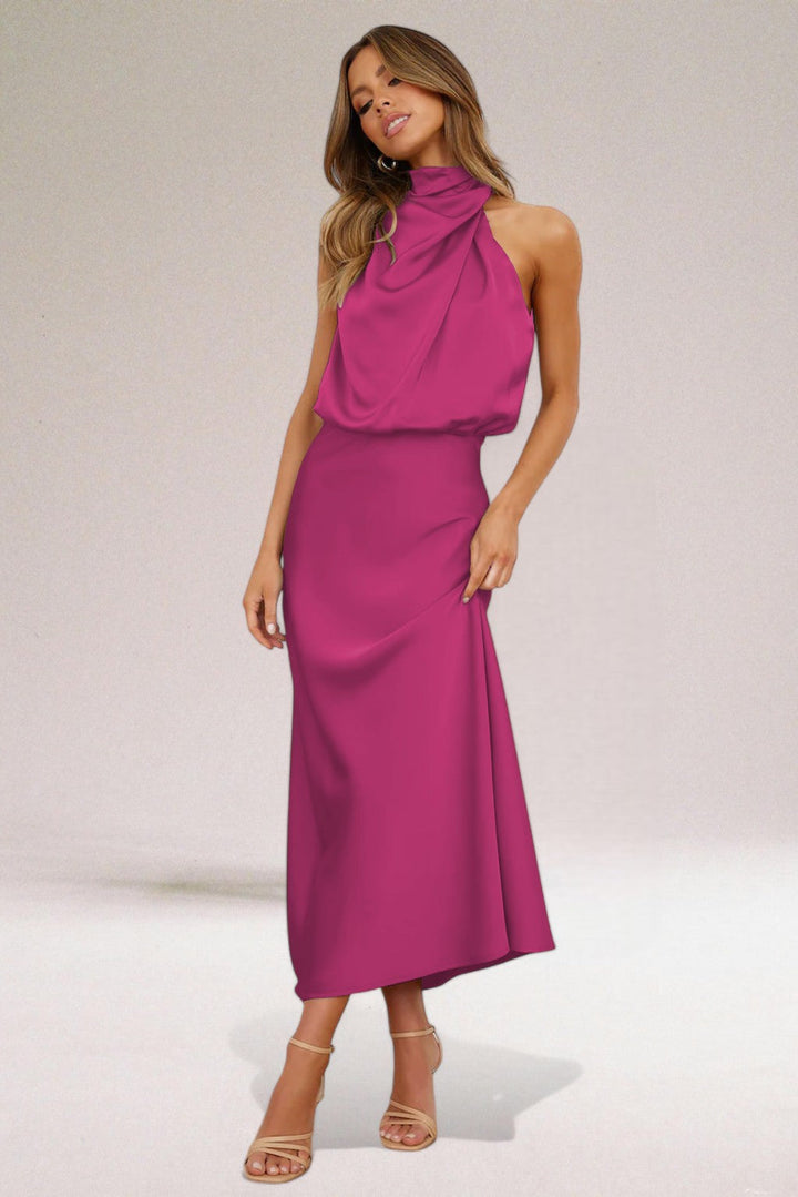 Katarzyna | Damska Elegancka Halter Szyja Sukienka Midi