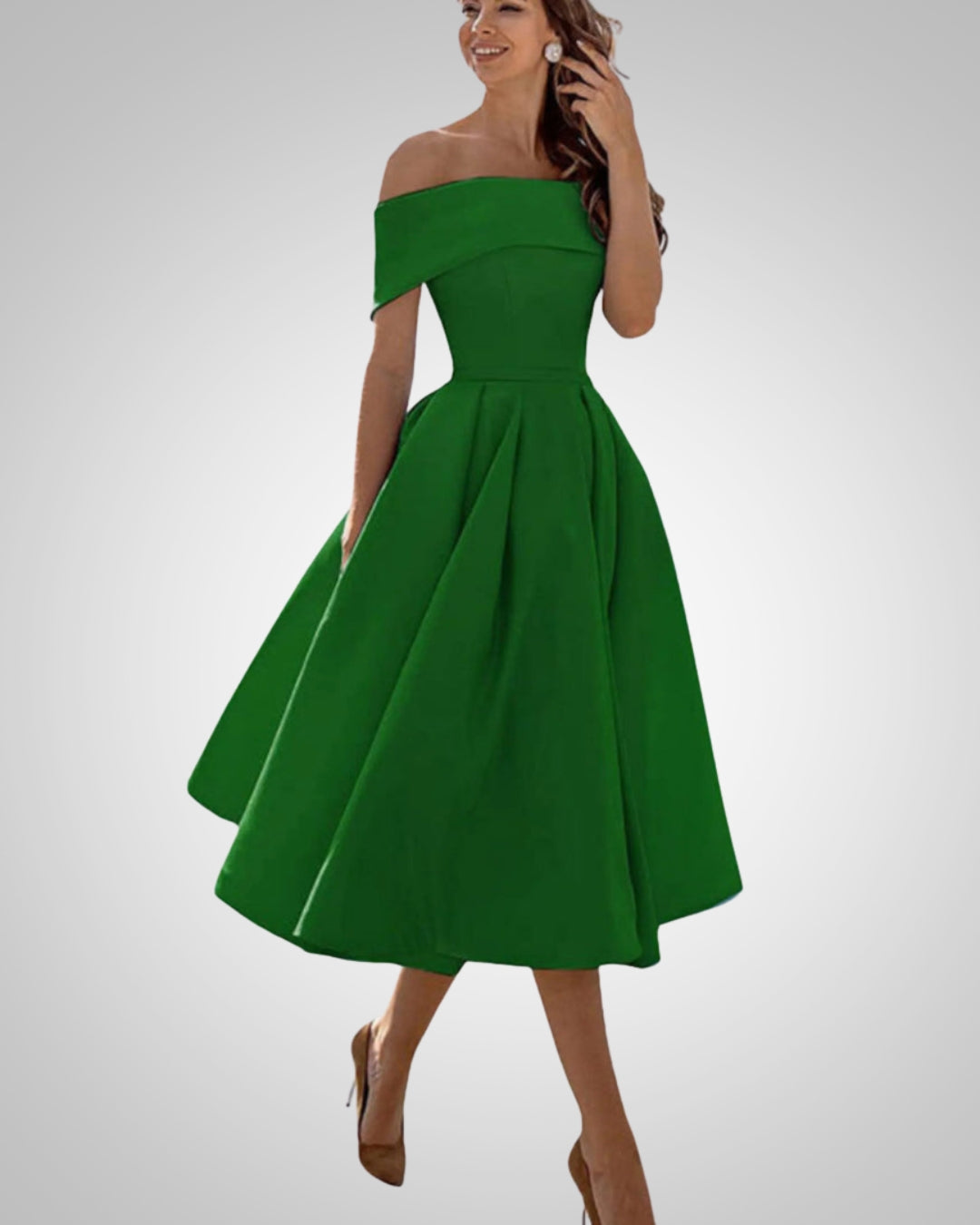 Blanka | Damska Elegancka Off Shoulder Sukienka Midi
