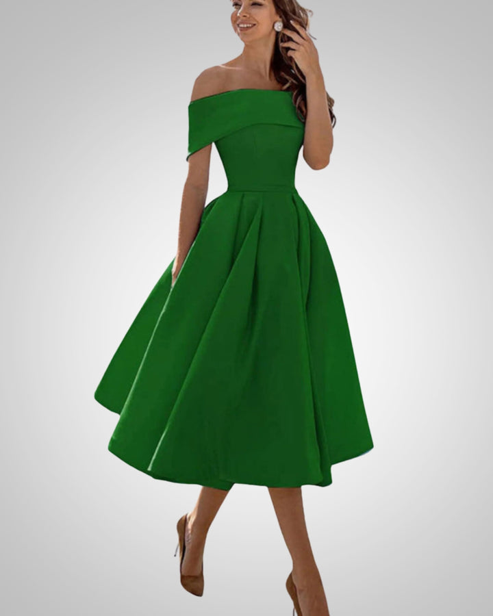 Blanka | Damska Elegancka Off Shoulder Sukienka Midi
