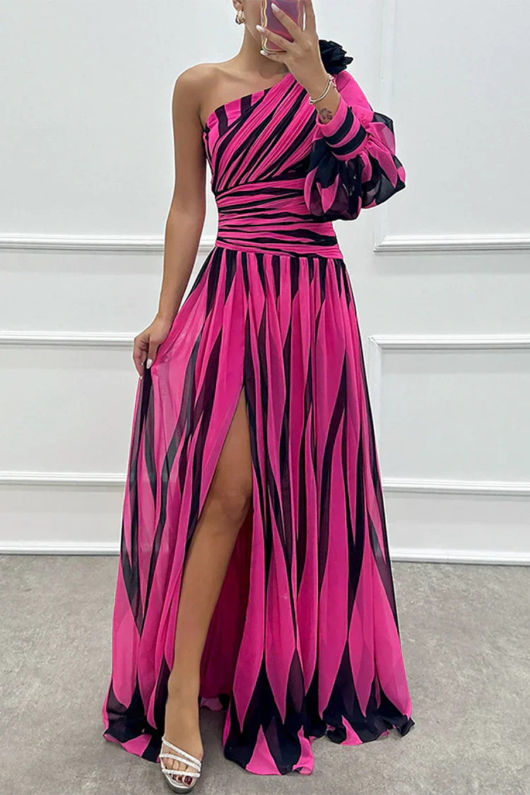 Marcelina | Damska Wieczorowa One Shoulder Sukienka Na Wesele