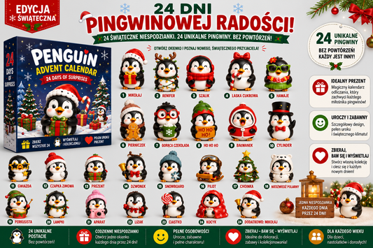 Kalendarz Adwentowy 24 Unikalne Figurki Pingwinów