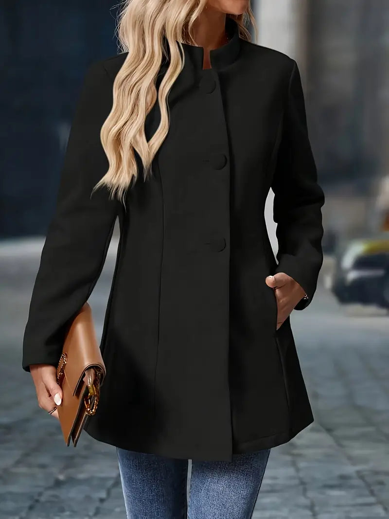 Klaudia | Damskie Elegancki Jesienny Płaszcz na Guziki