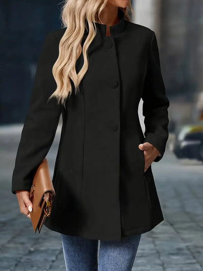 Klaudia | Damskie Elegancki Jesienny Płaszcz na Guziki