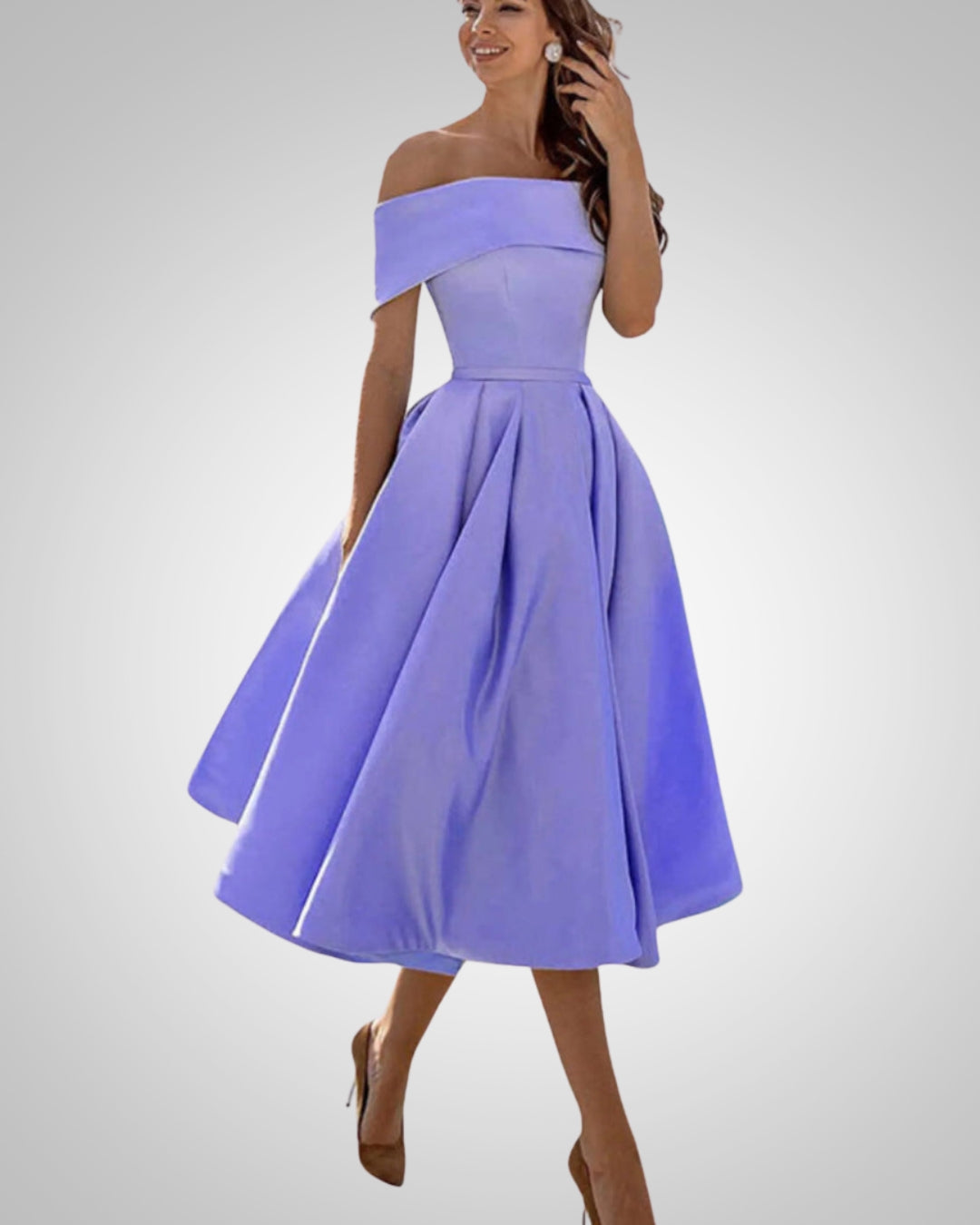 Blanka | Damska Elegancka Off Shoulder Sukienka Midi