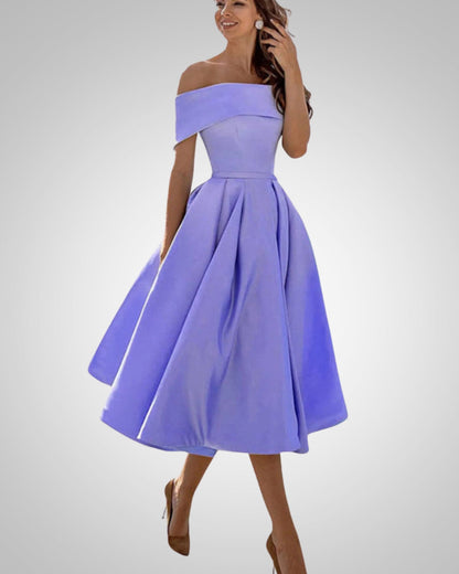 Blanka | Damska Elegancka Off Shoulder Sukienka Midi