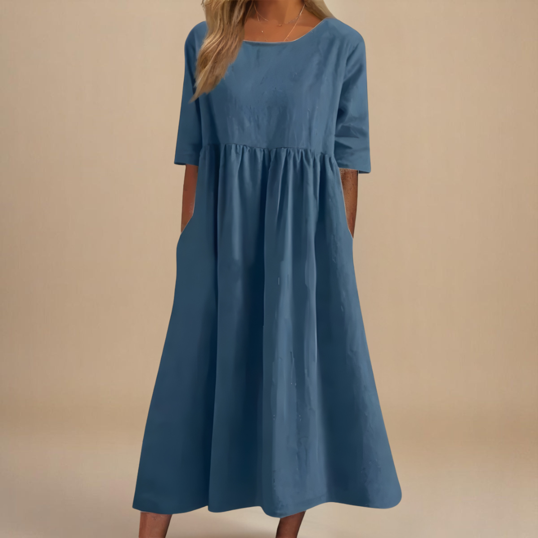 Paulina | Damska Letnia Relaxed Fit Sukienka Midi